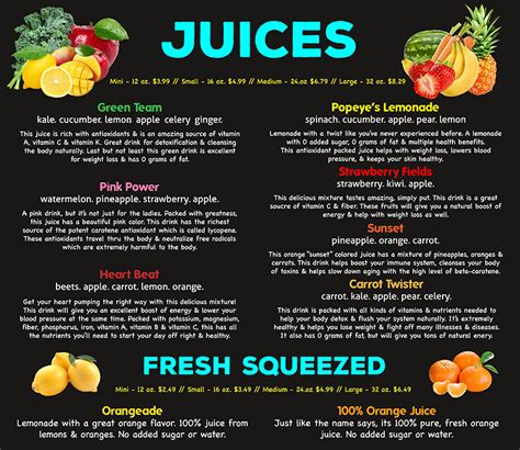 Menu – Juice Bar – Fresh Juices – Smoothies – Wellness